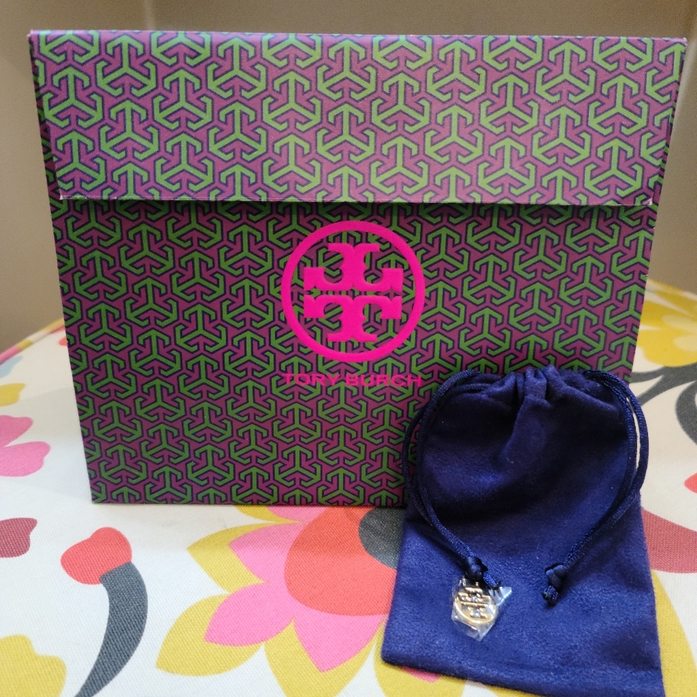Tory Burch Gift Pouch with Charm and Gift Bag.